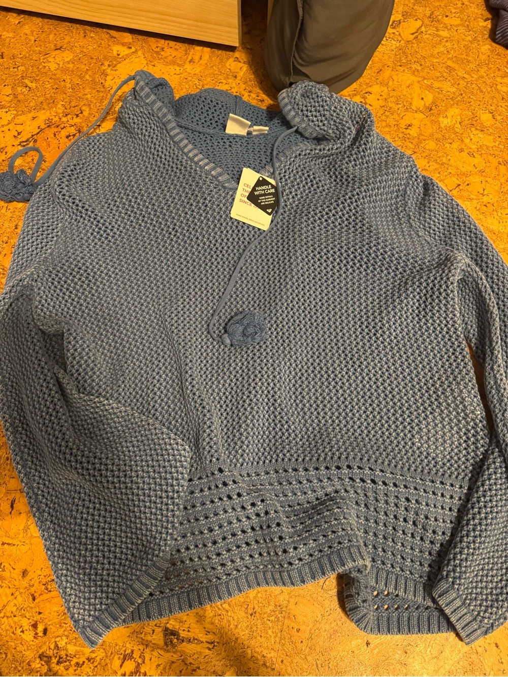 Light Blue Knit Hooded Sweater